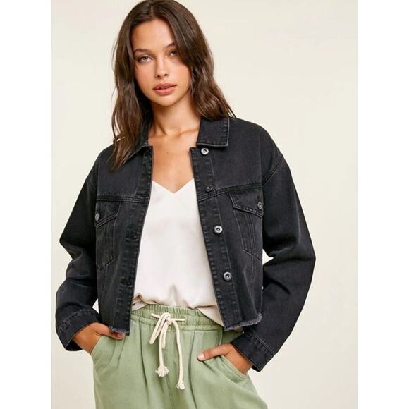 Wishlist Black Women’s Raw Hem Denim Jacket Size SM - Picture 1 of 5